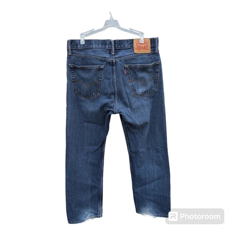 Levis 505 Jeans 34x29 Mens Regular Fit Straight Leg Relaxed Dark Blue Denim - Picture 3 of 11